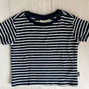 JoJo Maman Bebe Navy Blue And White Striped Short Sleeve T-Shirt 18-24 Months